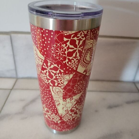 Kiss My Grits Designed Stainless Steel Red Travel Mug Coffee Tumbler - Picture 3 of 6